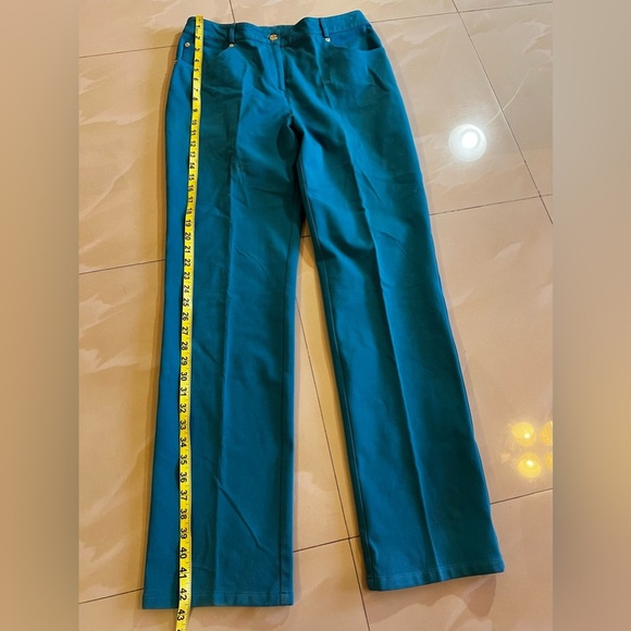 St John dress Pants Turquoise blue Sporty Trousers straight dress pant 8 zip - Picture 13 of 16